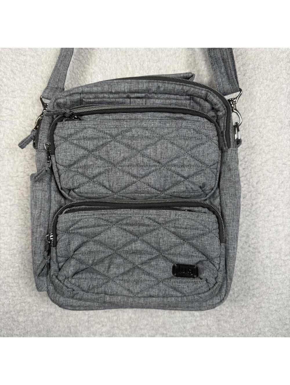 Lug compass Quilted Crossbody Bag with Water Bottle Pocket - Heather Grey - Picture 3 of 13